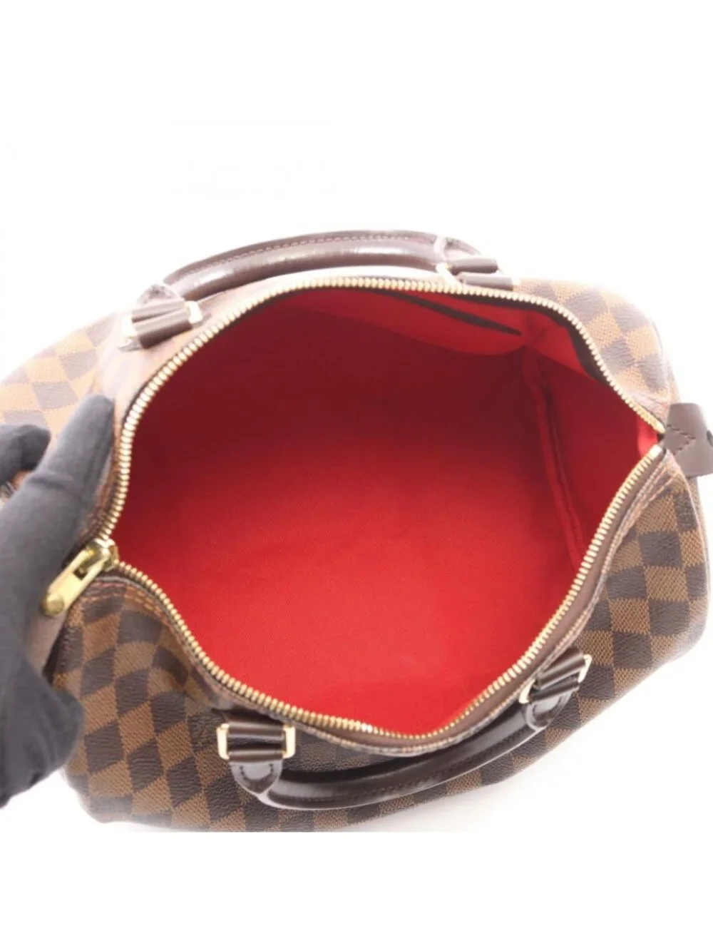 Louis Vuitton Speedy 30 Damier Ebene Canvas Leather Handbag